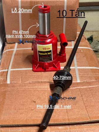 Kích đội rỗng tâm 10T kèm trục ren ép bạc vào