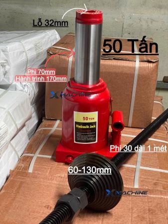 Kích đội rỗng tâm 50T kèm trục ren và đầu ép bạc vào