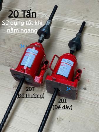 Kích đội rỗng tâm 20T đế dày kèm trục ren và đầu ép bạc vào