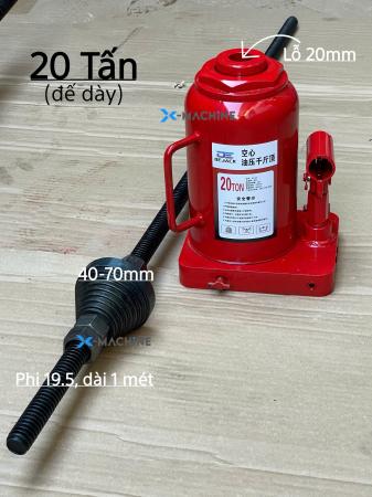 Kích đội rỗng tâm 20T đế dày kèm trục ren và đầu ép bạc vào
